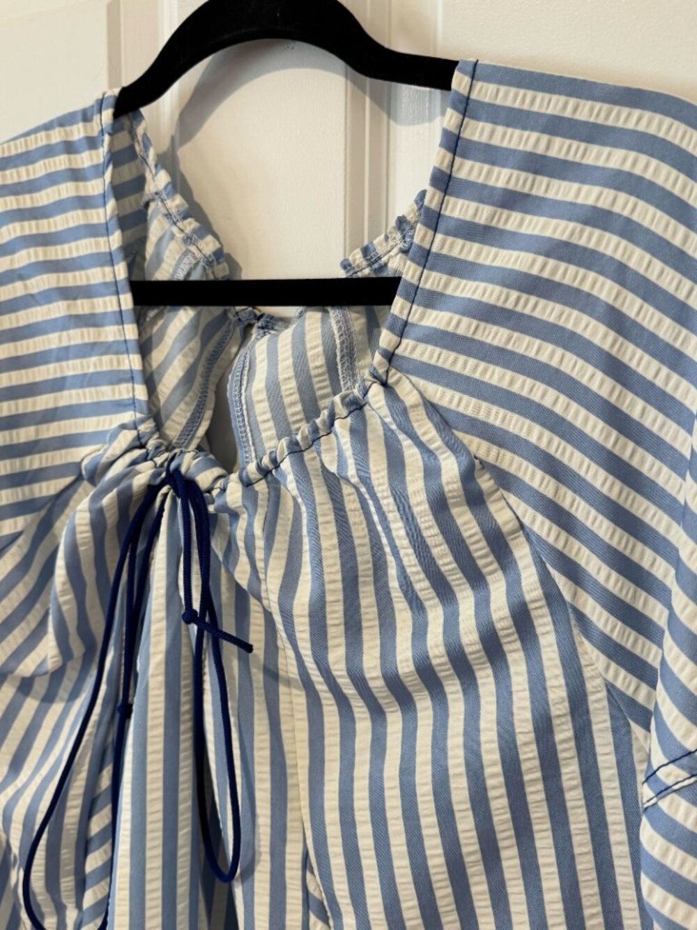 Blue and White Stripe Baby Doll Romper - Size Medium‎ - Picture 3 of 10